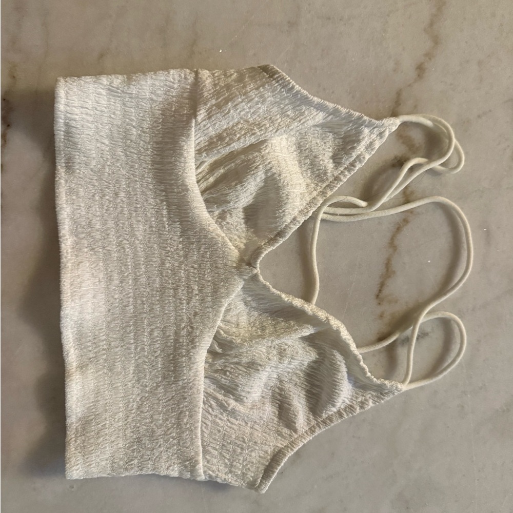 Women's White Textured Bralette